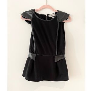 Y Yigal Leather Trim Short Sleeve Top